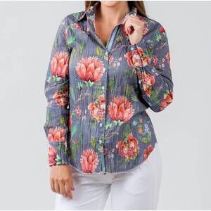 NEW CINO san marco mix shirt - plus in vintage blue